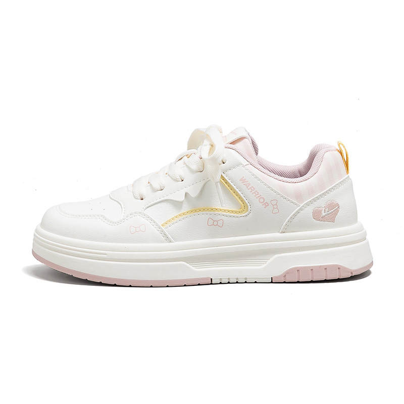 Warrior Height Increasing Abrasion Resistant Lightweight Low top Skateboard Shoes Women's Beige Pink