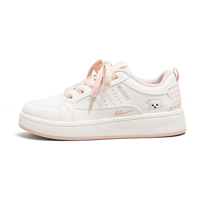 Warrior Height Increasing Abrasion Resistant Lightweight Low top Skateboard Shoes Women's White Light Pink Red