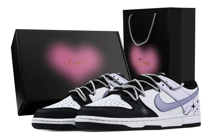 Nike Nike Dunk Crushed Star Purple Mist 2 Heart Box Leather Slip Resistant Abrasion Resistant Low top Skateboard Shoes