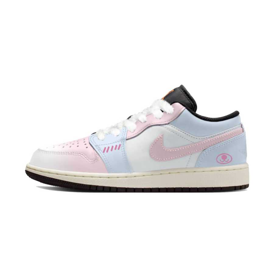 Jordan Jordan Air Jordan 1 Face Like Pink Rosy Cushioning Slip Resistant Low top Children's Basketball Shoes Pink Blue Unisex