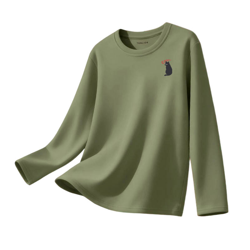 Tonlion T Shirts Unisex Crew Neck Thickened Straight Fit