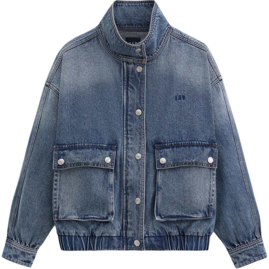 GAP Denim Jackets Women's Stand Collar Moderate Straight Fit