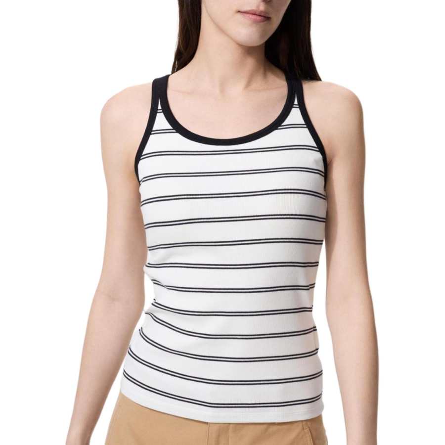 UNIQLO Tank Tops Women's White Crew Neck Moderate Other