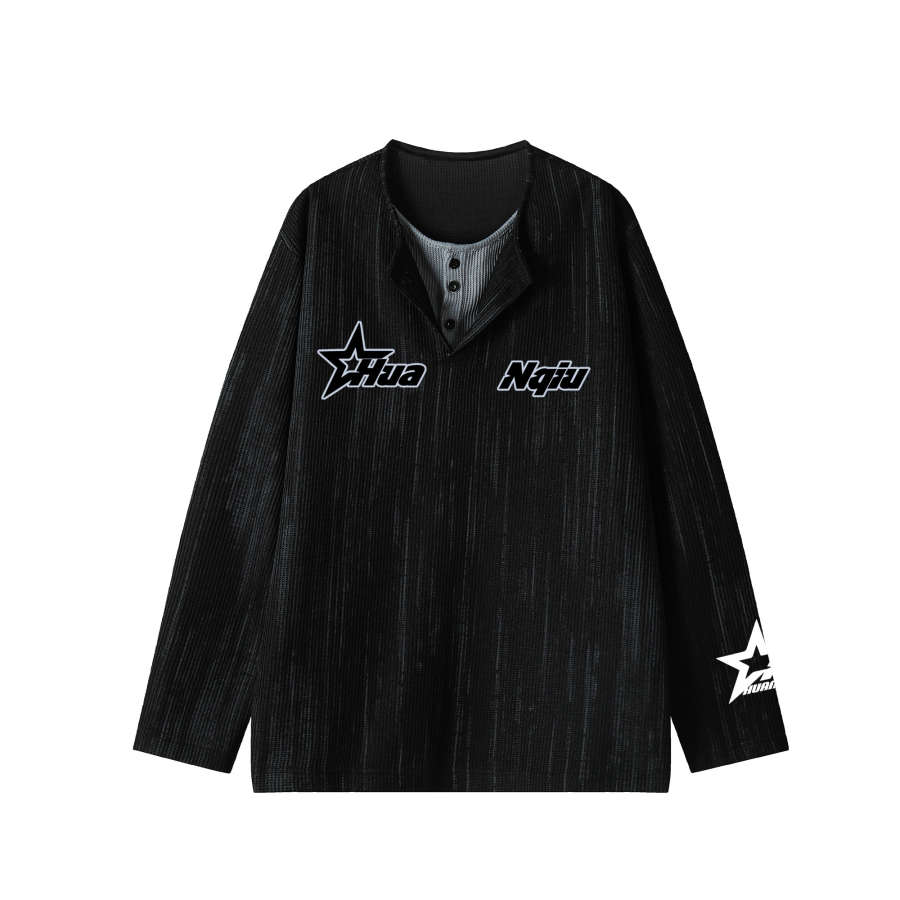 HUANQIU T Shirts Unisex Crew Neck Moderate Mock Two Piece