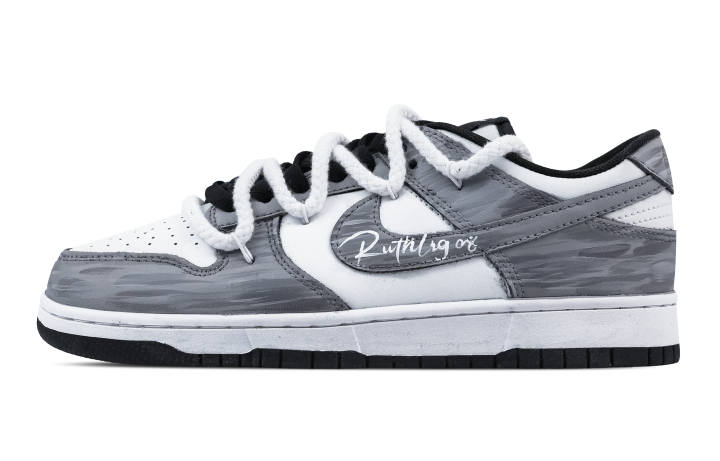 Nike Nike Dunk Mist Gray Script 2 Leather Slip Resistant, Abrasion Resistant, Lightweight Cushioning Low top