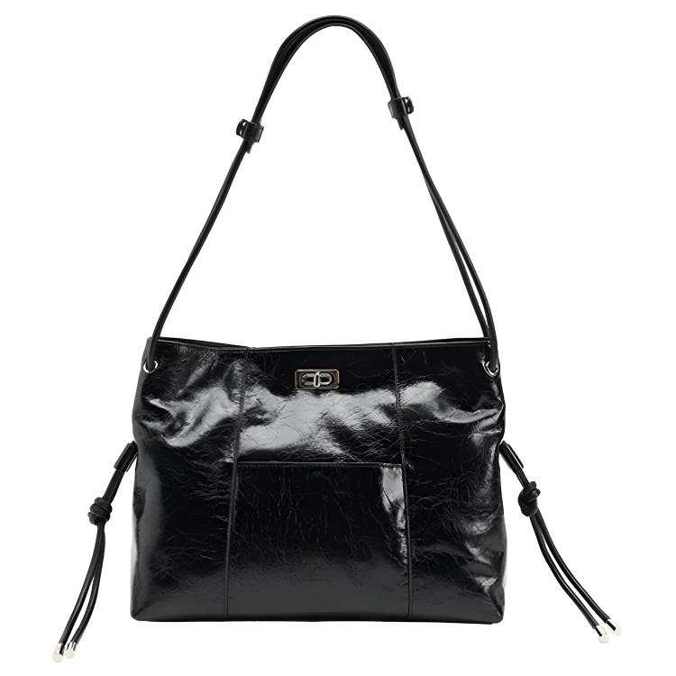 URBAN REVIVO Cow Leather Crossbody Bags Regular Women's Black