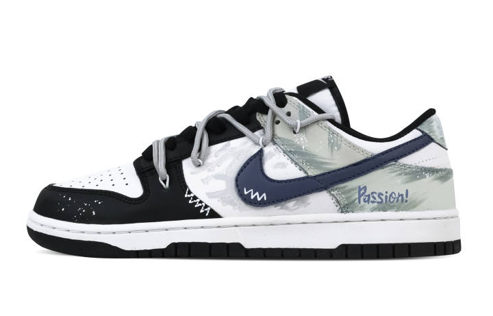 Nike Nike Dunk Spray Fiery Words 2 Leather Slip Resistant Abrasion Resistant Low top Skateboard Shoes Black Green Kids'