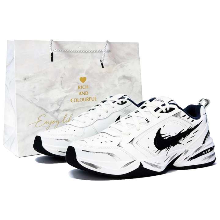 Nike Nike Air Monarch 4 Slip Resistant Low top Chunky Sneakers Unisex Black White