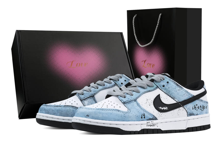 Nike Nike Dunk Winter Love Song 1 Heart Box Abrasion Resistant Low top Skateboard Shoes Unisex Blue White