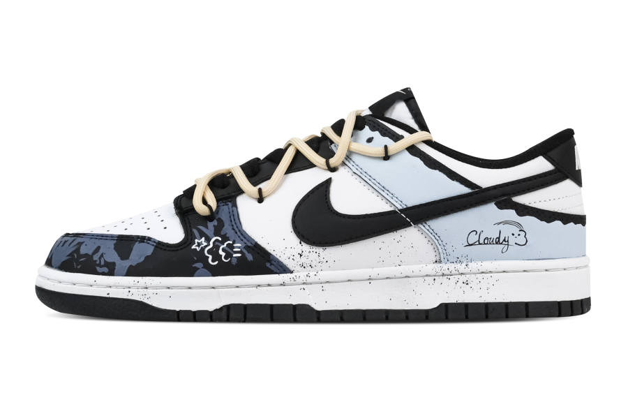 Nike Nike Dunk Misty Star 2 Leather Slip Resistant Abrasion Resistant Low top Skateboard Shoes Blue Black Kids'
