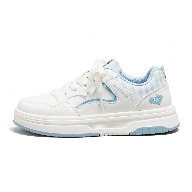 Warrior Height Increasing Abrasion Resistant Lightweight Low top Skateboard Shoes Women's Beige Blue