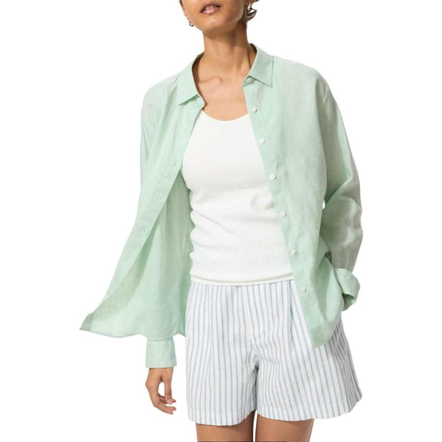 UNIQLO Shirts Women's Verdant Green Lapel Moderate