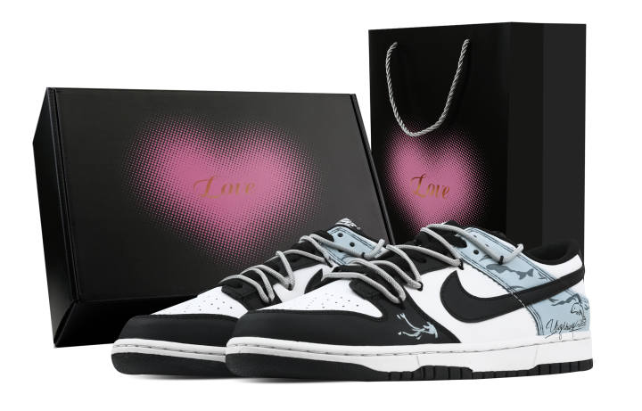 Nike Nike Dunk Dolphin 1 Heart Box Abrasion Resistant Low top Skateboard Shoes Unisex Black Blue