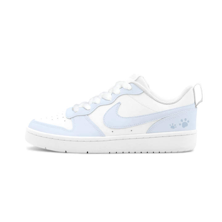 Nike Nike Court Borough 2 HEY Blue Glutinous Rice With Small Print Leather Slip Resistant Cushioning Abrasion Resistant