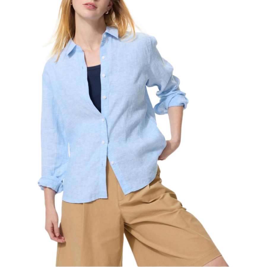 UNIQLO Shirts Women's Aqua Blue Lapel