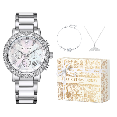 Disney Sparkling Luxury Niche Ceramic Women's Watch Quartz Movement Alloy Strap Watch Women's Watch