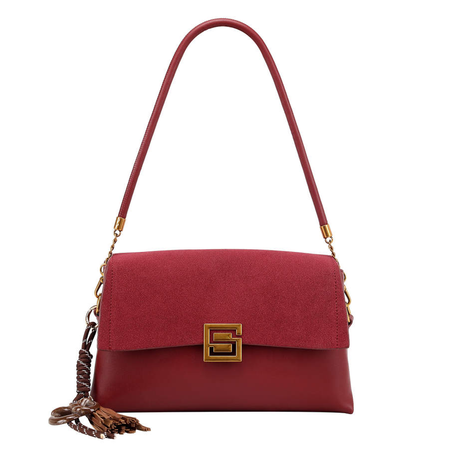 PAYOT Synthetic Leather Crossbody Bag, Shoulder Bag Women's Burgundy