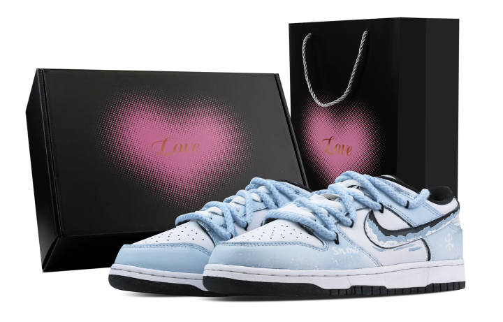 Nike Nike Dunk Snow Trace In The Sky 2 Heart Box Leather Slip Resistant Abrasion Resistant Low top Skateboard Shoes Blue