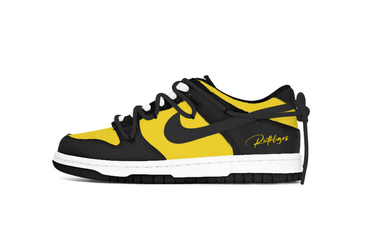 Nike Nike Dunk Mecha Bee Leather Abrasion Resistant Low top Kids' Skateboarding Shoes Black Yellow Unisex