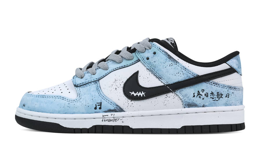 Nike Nike Dunk Winter Love Song 2 Leather Slip Resistant Abrasion Resistant Low top Skateboard Shoes Blue White Kids'