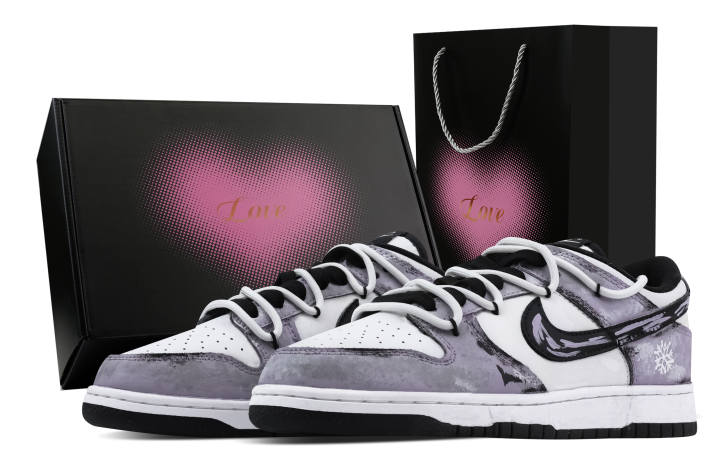 Nike Nike Dunk Dusty Purple Snow Trace 2 Heart Box Leather Slip Resistant Abrasion Resistant Low top Skateboard Shoes Purple