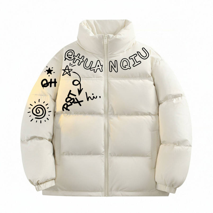 HUANQIU Down Jackets Unisex Stand Collar Thickened Puffer Jacket