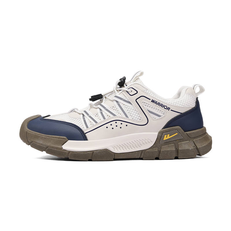 Warrior Cushioning Height Increasing Abrasion Resistant Lightweight Low top Running Shoes Men's Beige Dark Blue