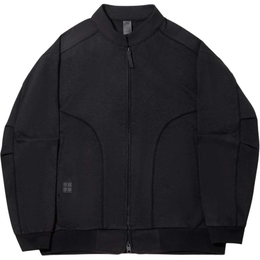 Li-Ning Li Ning Sweatshirts Men's Black Stand Collar Moderate Cardigan