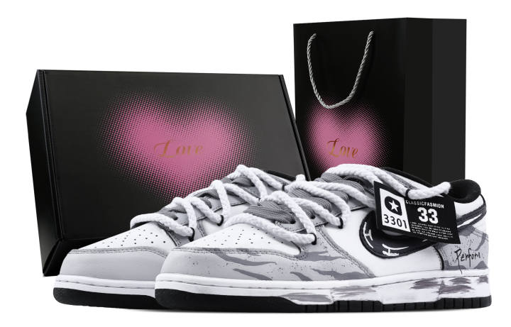 Nike Nike Dunk Star Logo Mist Tiger 2 Heart Box Leather Slip Resistant, Abrasion Resistant, Lightweight Cushioning Low top