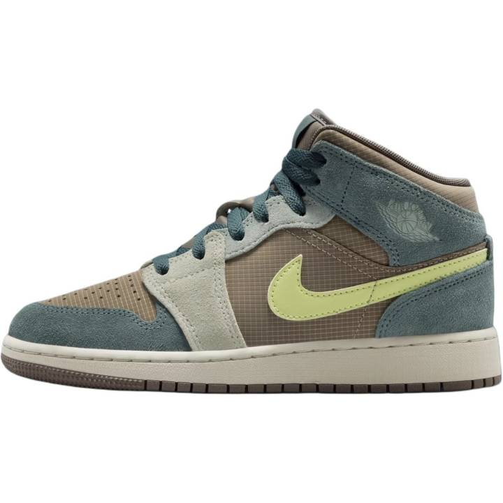 Jordan Jordan Air Jordan 1 Leather Mid top Basketball Shoes Brown Gray Blue Unisex