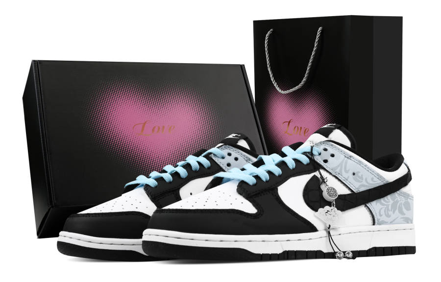 Nike Nike Dunk Light Blue Chinese Style 2 Heart Box Leather Slip Resistant Abrasion Resistant Low top Skateboard Shoes
