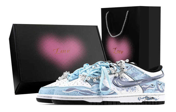 Nike Nike Dunk Pearl Harbor 1 Heart Box Abrasion Resistant Low top Skateboard Shoes Unisex Blue White