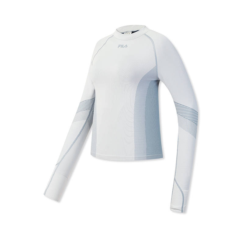 FILA Tennis T Shirts Women's Liberation Blue Half Turtleneck Straight Fit