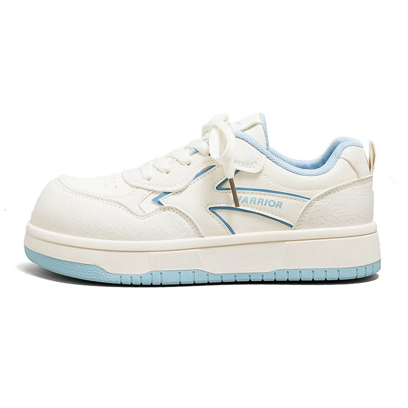Warrior Height Increasing Abrasion Resistant Lightweight Low top Skateboard Shoes Women's Beige Light Blue
