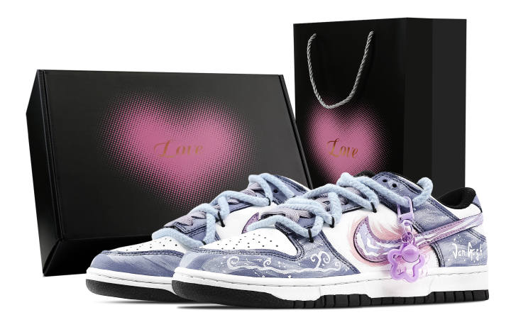Nike Nike Dunk Dreamy Bubble Heart Box Abrasion Resistant Low top Skateboard Shoes Unisex Purple White