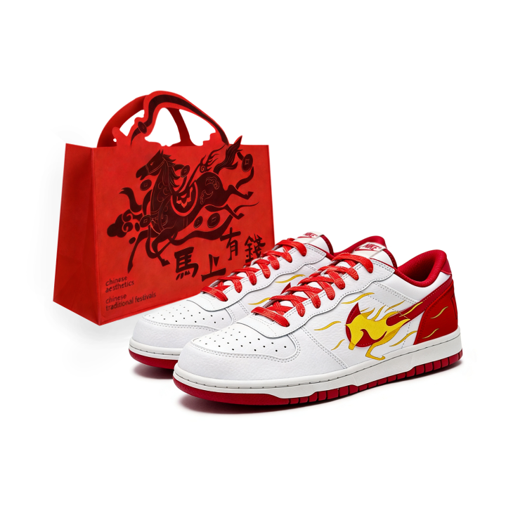 Nike Nike Big NIKE LOW Abrasion Resistant Breathable Low top Skateboard Shoes Unisex Red Gold