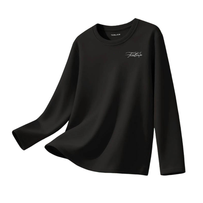 Tonlion T Shirts Unisex Crew Neck Thickened Straight Fit