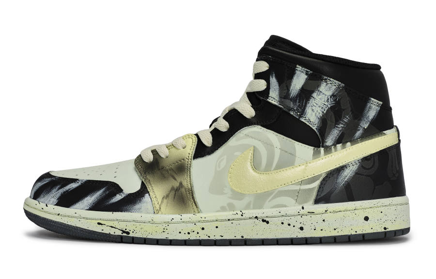 Jordan Jordan Air Jordan 1 811 Manufacturing, Azure Dragon White Tiger Abrasion Resistant Slip Resistant Mid top