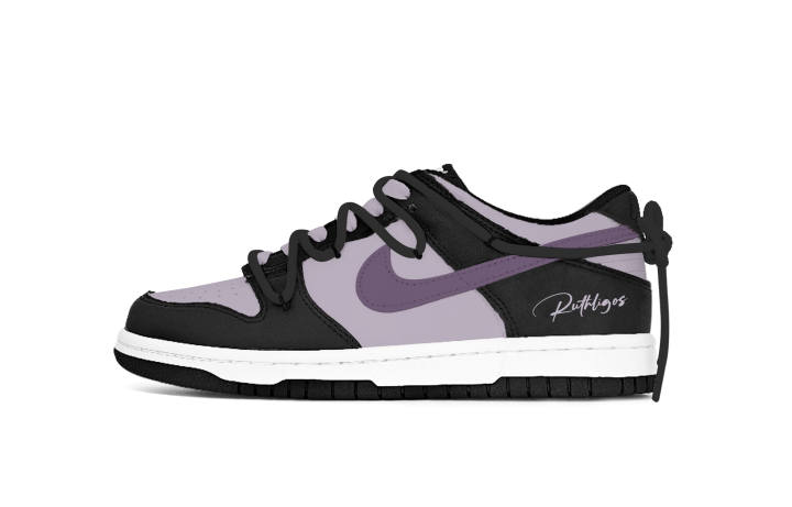 Nike Nike Dunk Violet Rhythm Violet Leather Abrasion Resistant Slip Resistant Low top Kids' Skateboarding Shoes Black Purple