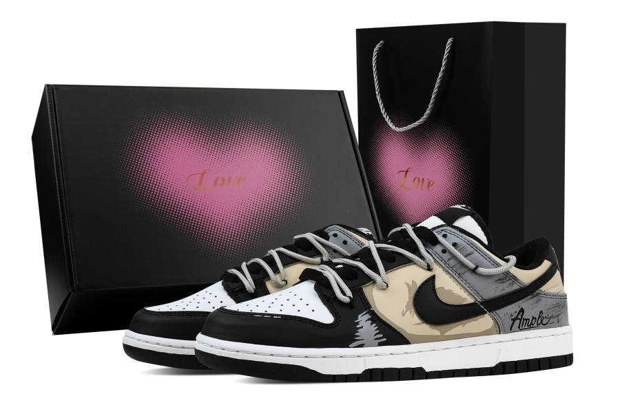 Nike Nike Dunk Vintage Mixed 1 Heart Box Abrasion Resistant Low top Skateboard Shoes Unisex Beige Gray