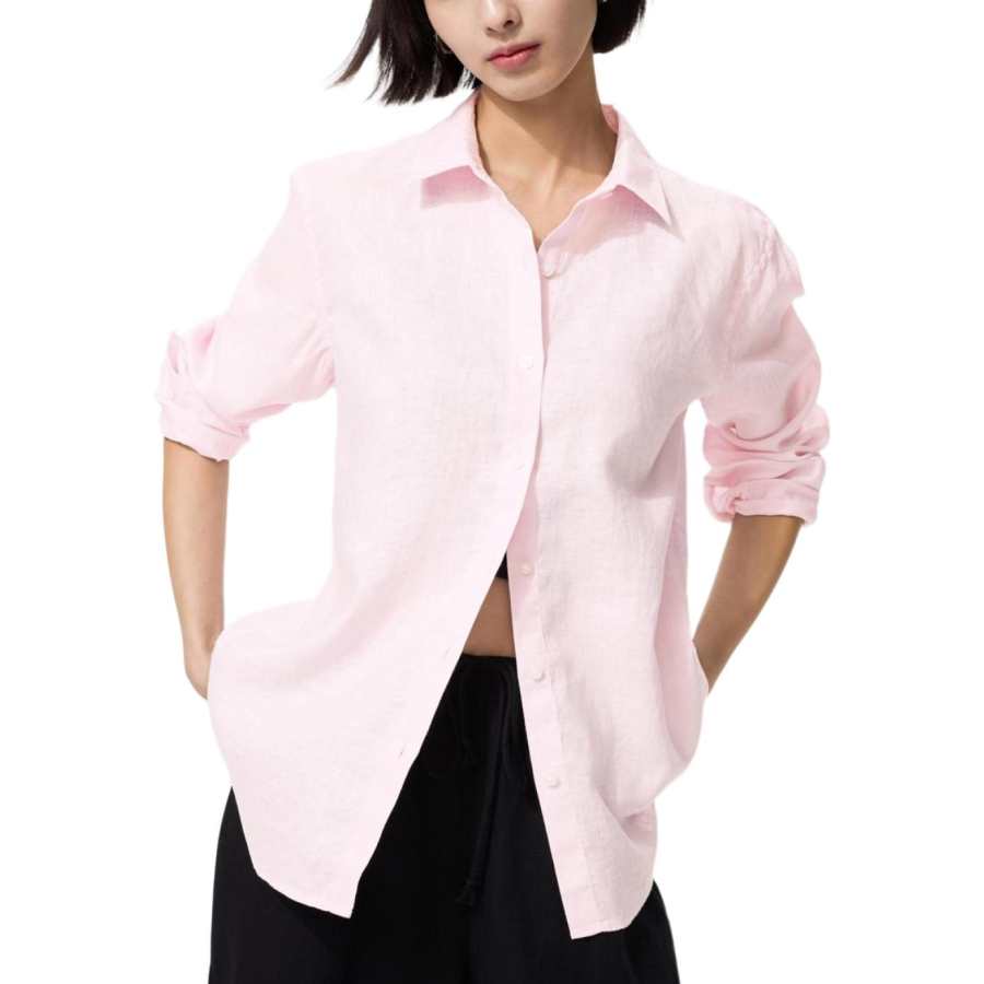 UNIQLO Shirts Women's Pink Lapel Moderate