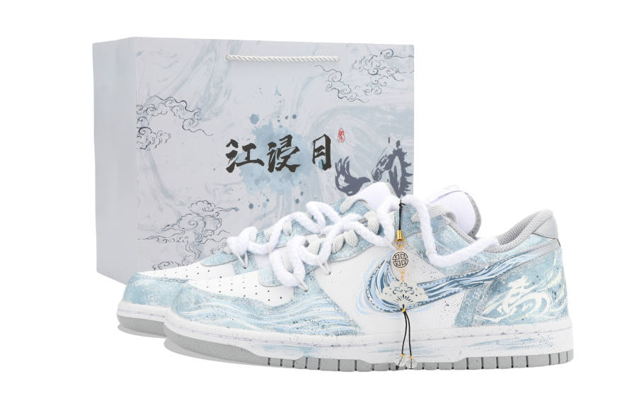 Nike Nike Big Jiang Jin Yue CNY Horse Year Slip Resistant Abrasion Resistant Low top Skateboard Shoes Unisex White Blue