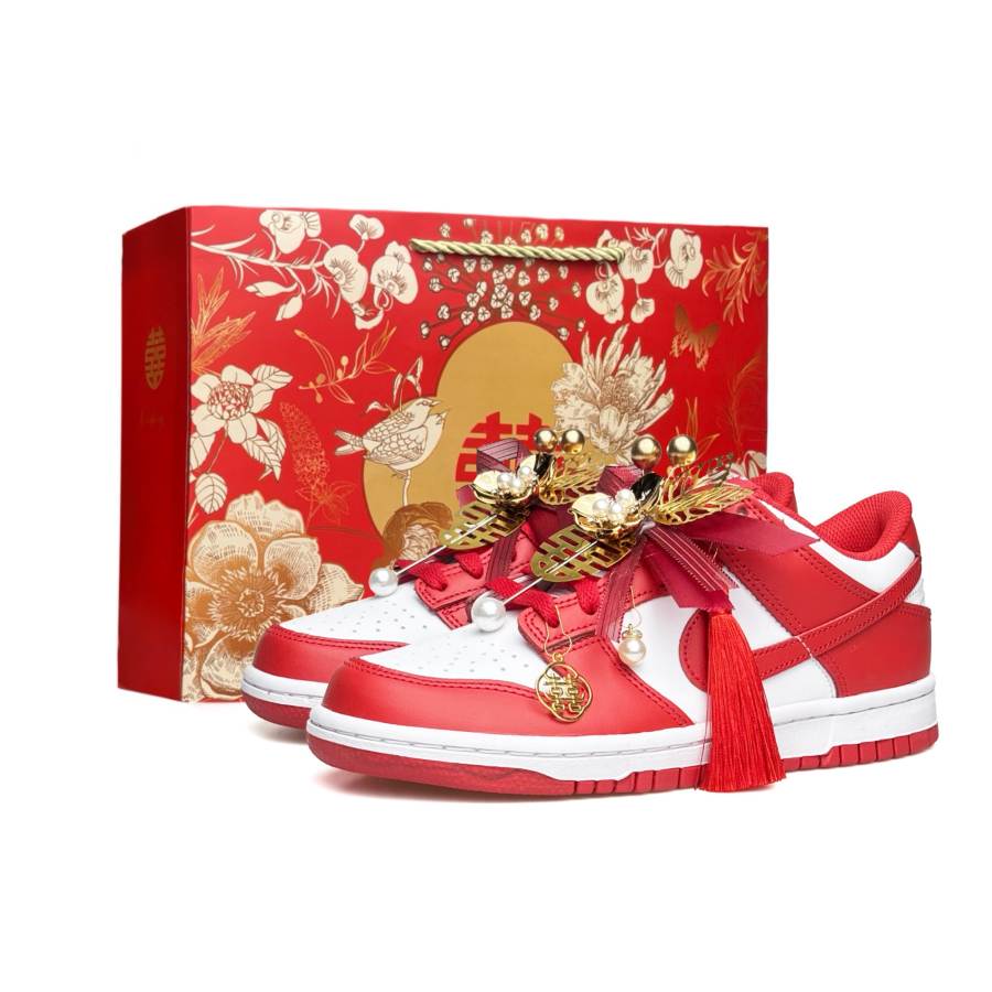 Nike Nike Dunk Vassell Slip Resistant, Abrasion Resistant, Height Increasing Low top Skateboard Shoes Unisex White Red