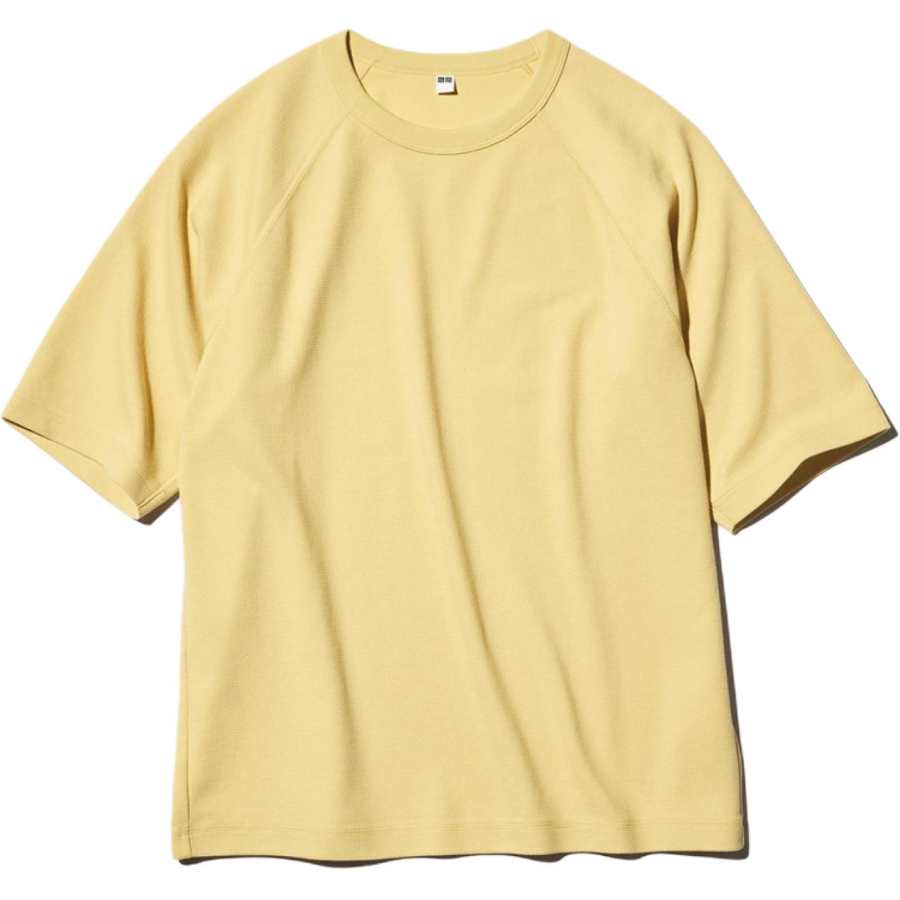UNIQLO T Shirts Unisex Apricot Yellow Crew Neck