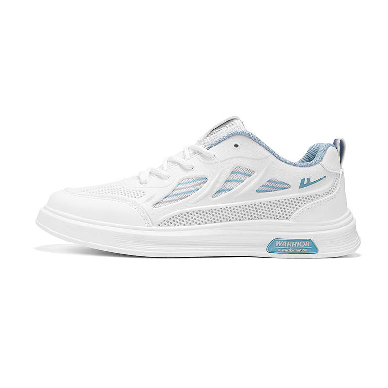 Warrior Height Increasing Abrasion Resistant Lightweight Low top Skateboard Shoes Men's White Blue Gray