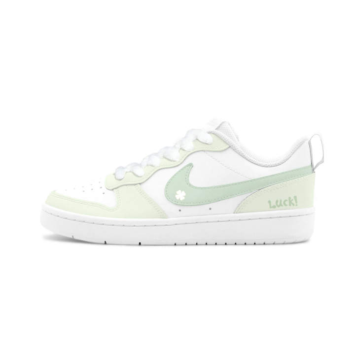 Nike Nike Court Borough HEY Star Luck Light Cyan Leather Slip Resistant Cushioning Abrasion Resistant Low top