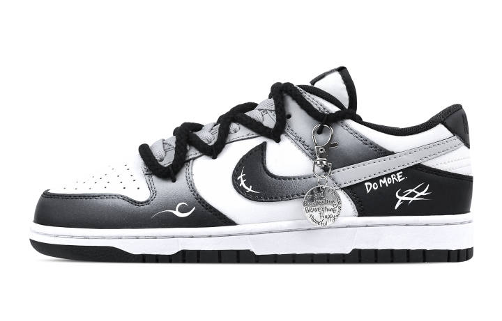 Nike Nike Dunk Simple Book 2 Leather Slip Resistant Abrasion Resistant Low top Skateboard Shoes Black Gray Kids'