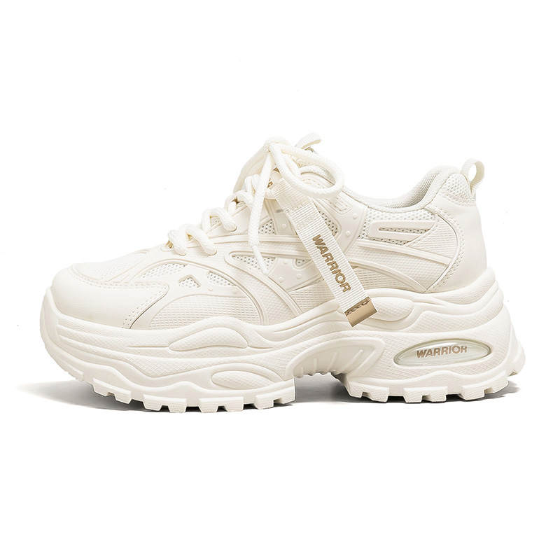 Warrior Abrasion Resistant Support Height Increasing Low top Chunky Sneakers Women's Beige Khaki