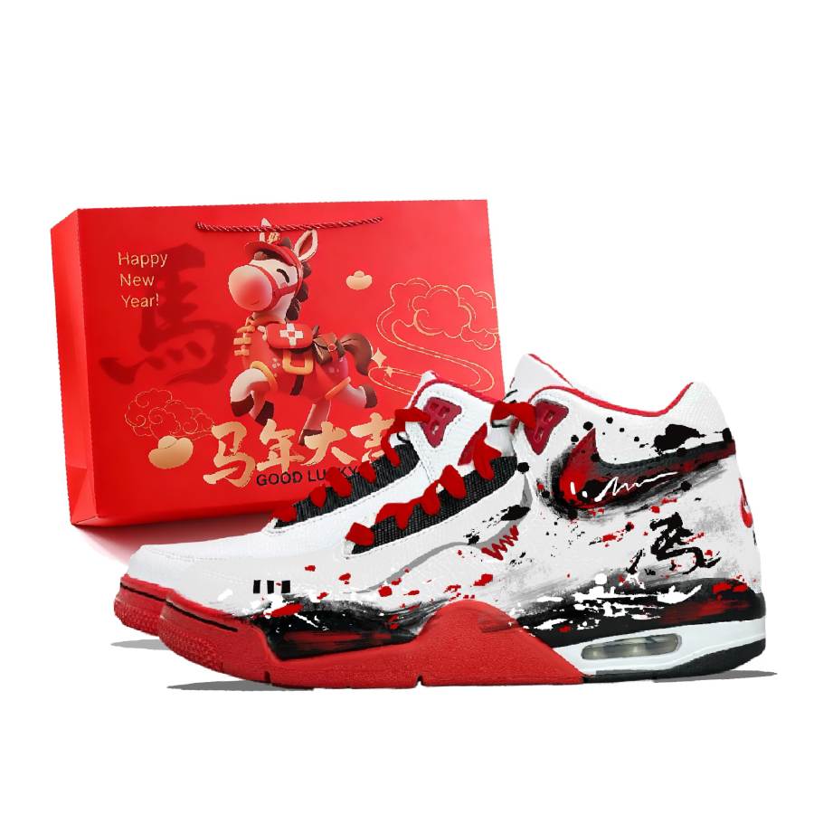 Nike Nike Flight Legacy Abrasion Resistant Slip Resistant High top Vintage Basketball Shoes Men's Red White