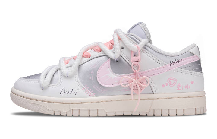 Nike Nike Dunk Heartbeat Love Confession Abrasion Resistant Slip Resistant Low top Skateboard Shoes Women's White Silver